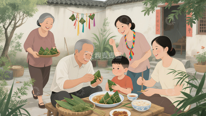 高清大图下载【趣麦麦图】端午节活动插画1