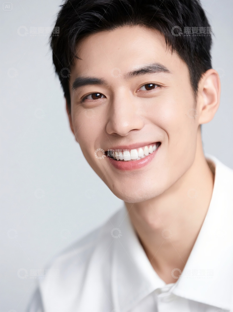 高清大图下载【趣麦麦图】牙科广告模特微笑露洁白牙齿男人