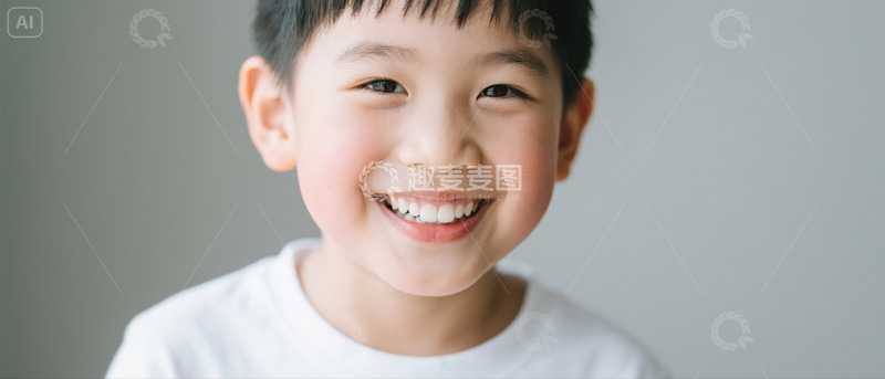 高清大图下载【趣麦麦图】牙科广告模特露出洁白牙齿小男孩3