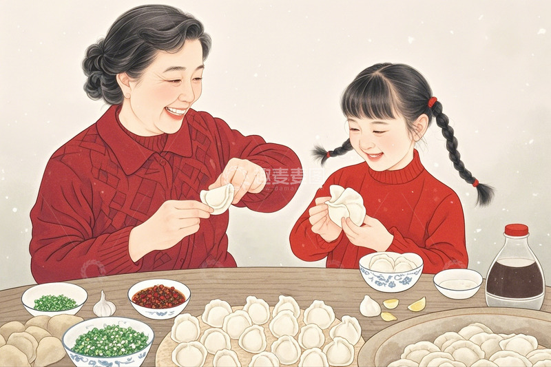 高清大图下载【趣麦麦图】冬至立冬春节习俗饺子28