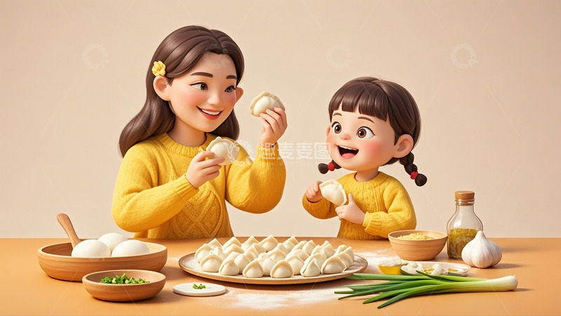 高清大图下载【趣麦麦图】冬至立冬春节习俗饺子19