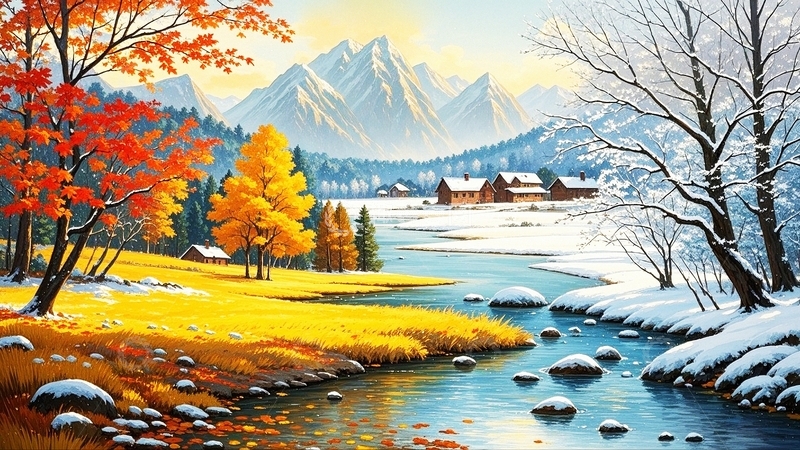 高清大图下载【趣麦麦图】秋冬交替风景背景