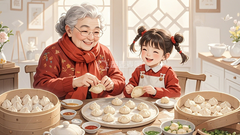 高清大图下载【趣麦麦图】冬至立冬春节习俗饺子25