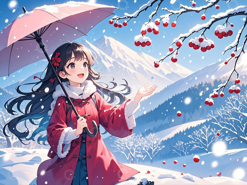 高清大图下载【趣麦麦图】冬季冬天大雪人物2