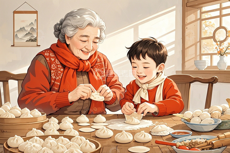 高清大图下载【趣麦麦图】冬至立冬春节习俗饺子26