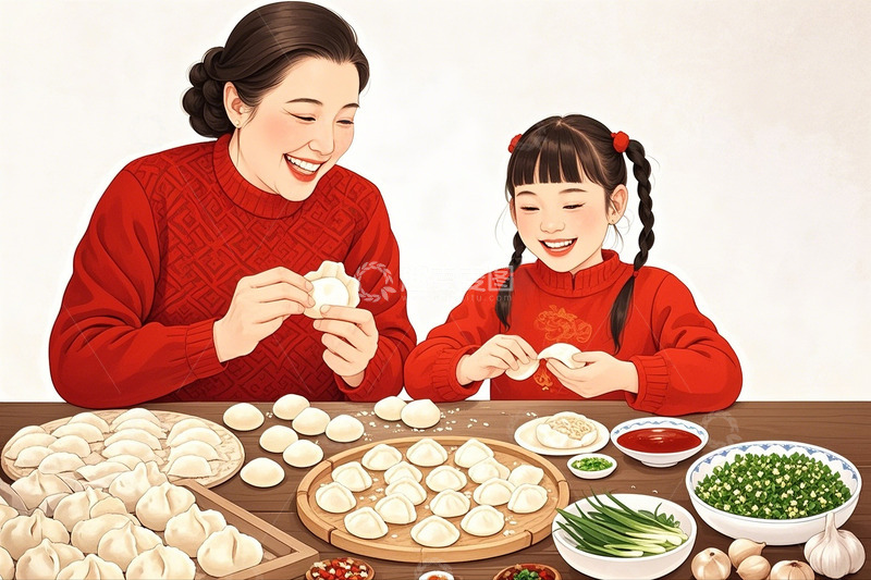 高清大图下载【趣麦麦图】冬至立冬春节习俗饺子6