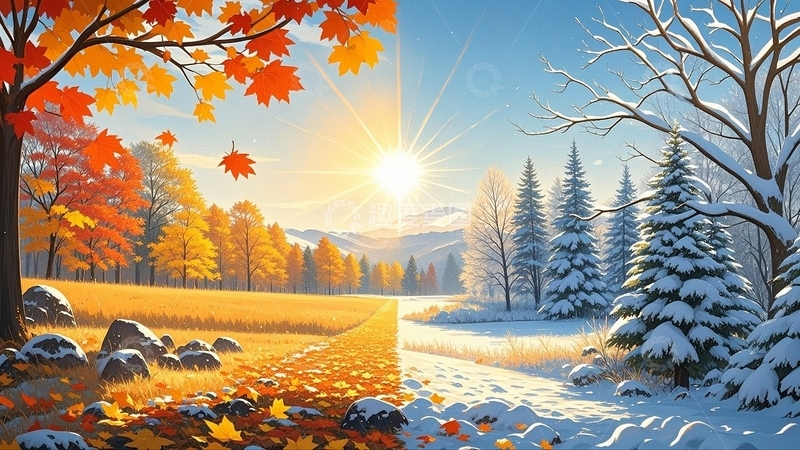 高清大图下载【趣麦麦图】秋冬交替风景背景2