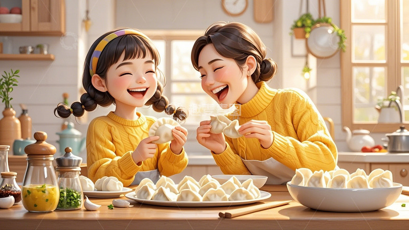 高清大图下载【趣麦麦图】冬至立冬春节习俗饺子23