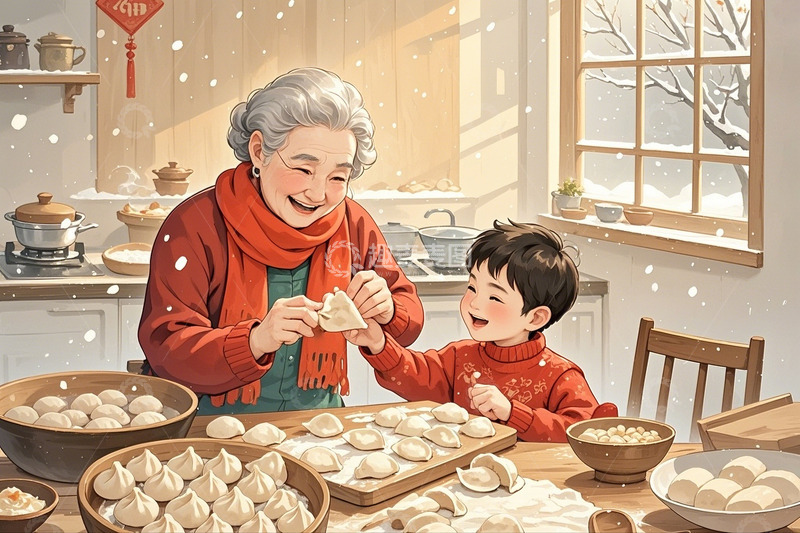 高清大图下载【趣麦麦图】冬至立冬春节习俗饺子27