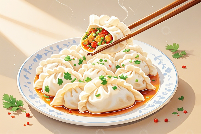 高清大图下载【趣麦麦图】冬至立冬春节习俗饺子11