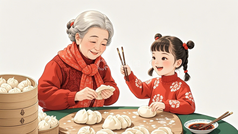 高清大图下载【趣麦麦图】冬至立冬春节习俗饺子29