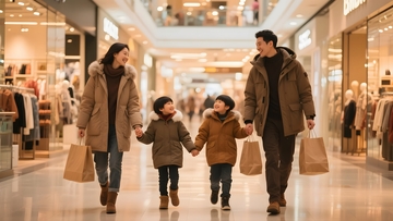 冬日商场里的购物家庭5