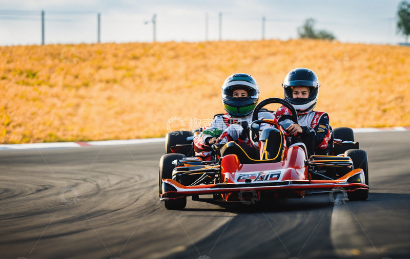 高清大图下载【趣麦麦图】卡丁车比赛赛场竞赛AI摄影海报背景高清照