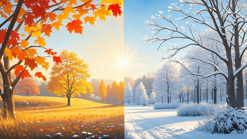 高清大图下载【趣麦麦图】秋冬交替风景背景5