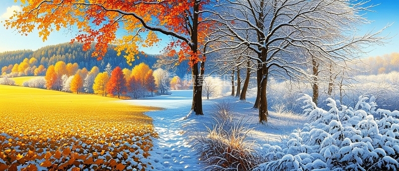 高清大图下载【趣麦麦图】秋冬交替风景背景4