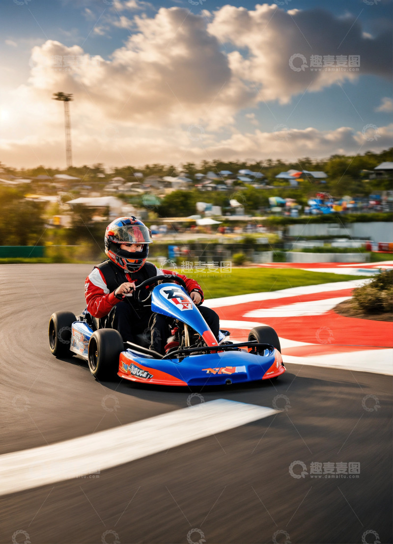 高清大图下载【趣麦麦图】卡丁车比赛赛场竞赛AI插画海报背景高清图5