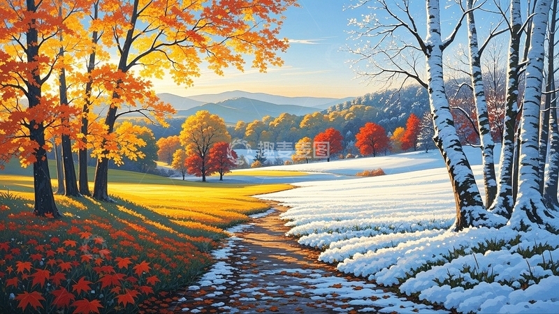 高清大图下载【趣麦麦图】秋冬交替风景背景7