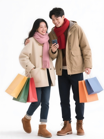 冬日购物后的情侣自拍3