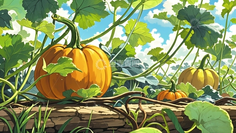 高清大图下载【趣麦麦图】水彩插画植物南瓜1