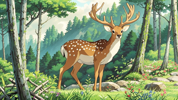 复古插画梅花鹿2