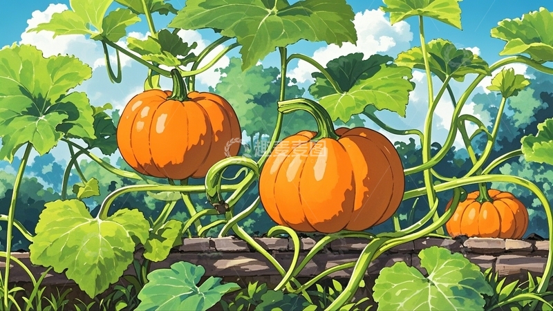 高清大图下载【趣麦麦图】水彩插画植物南瓜