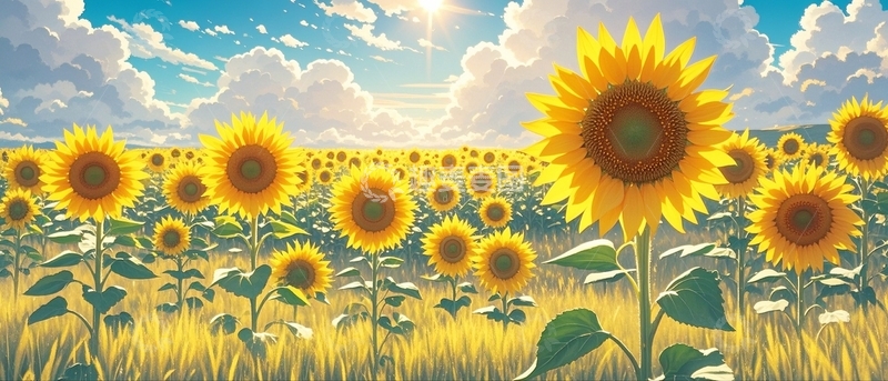 高清大图下载【趣麦麦图】水彩插画向日葵3