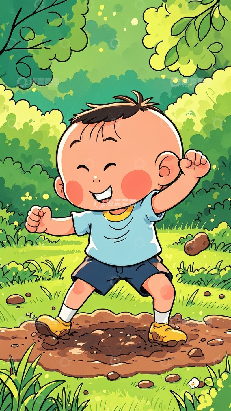 高清大图下载【趣麦麦图】-可爱的小男孩开心大笑快乐4