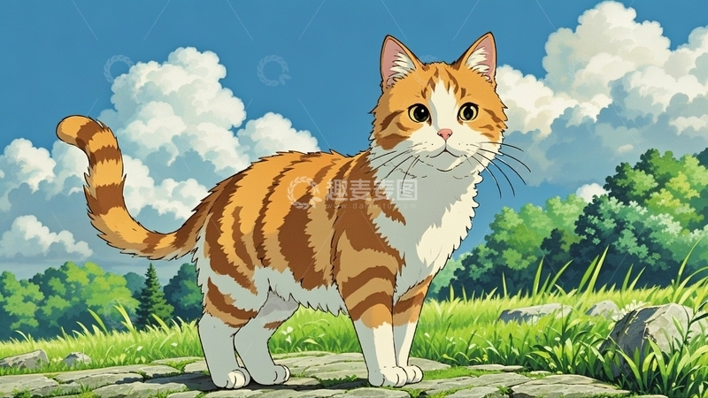 高清大图下载【趣麦麦图】复古插画小猫2