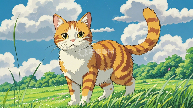 高清大图下载【趣麦麦图】复古插画小猫1