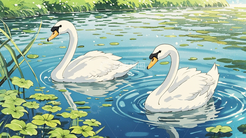 高清大图下载【趣麦麦图】动物可爱白天鹅1