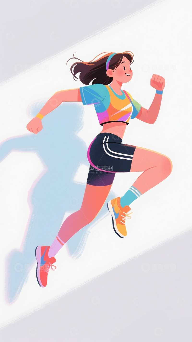 高清大图下载【趣麦麦图】扁平人物跳跃的女孩4
