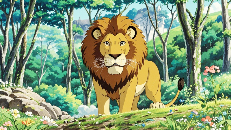 高清大图下载【趣麦麦图】复古插画狮子2