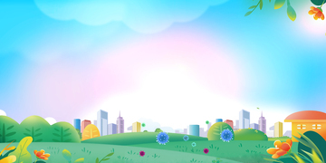 绿色简约插画风春季展板背景