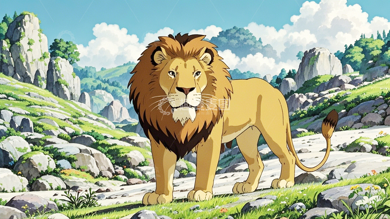 高清大图下载【趣麦麦图】复古插画狮子