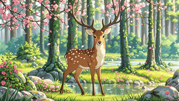 复古插画梅花鹿