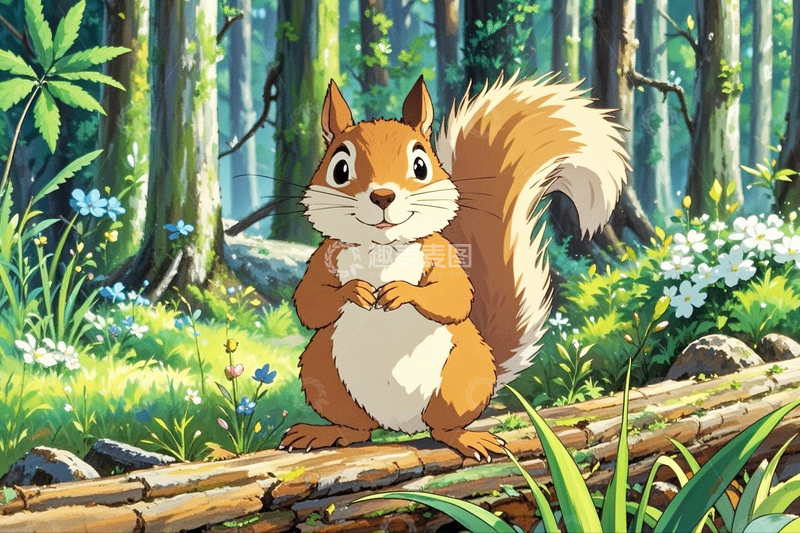 高清大图下载【趣麦麦图】复古插画松鼠3