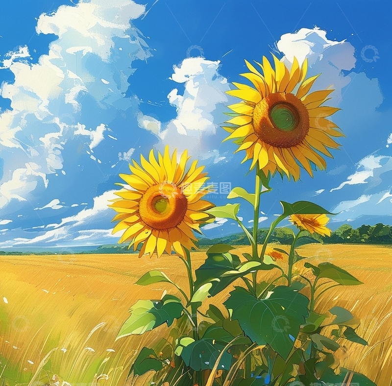 高清大图下载【趣麦麦图】自然风景向日葵背景1