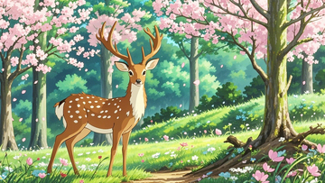 复古插画梅花鹿1