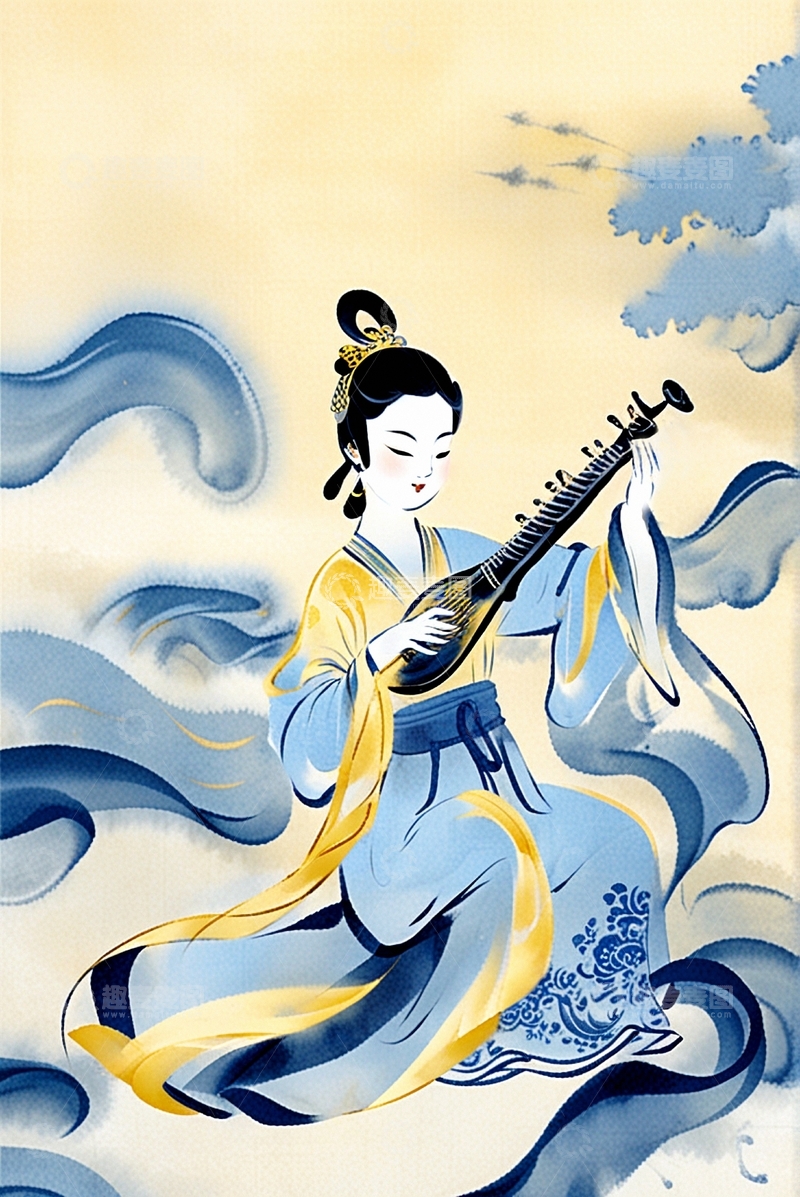 高清大图下载【趣麦麦图】国潮插画美女人物38