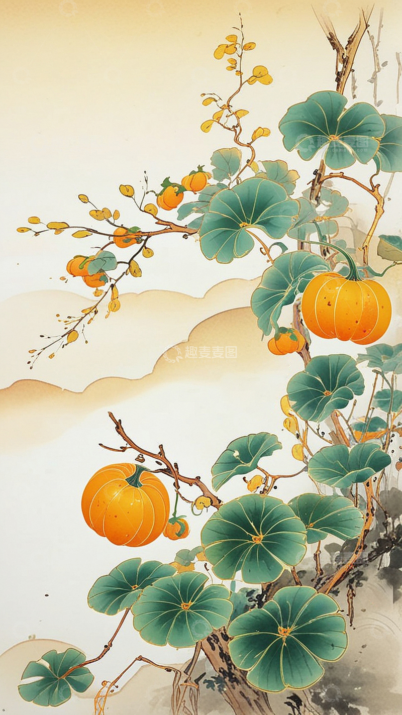高清大图下载【趣麦麦图】国潮插画南瓜2