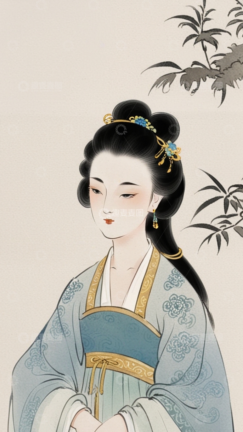 高清大图下载【趣麦麦图】国潮水墨美女人物39