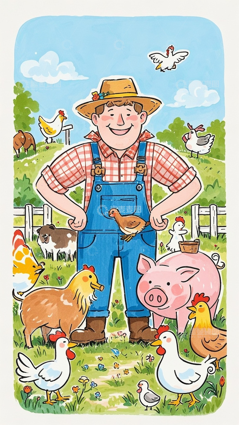 高清大图下载【趣麦麦图】马克笔儿童绘本农场插画17