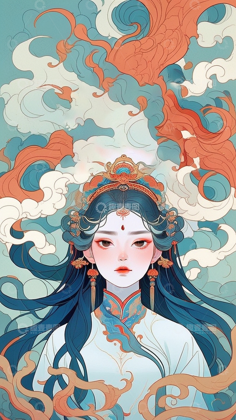 高清大图下载【趣麦麦图】国潮插画美女人物40