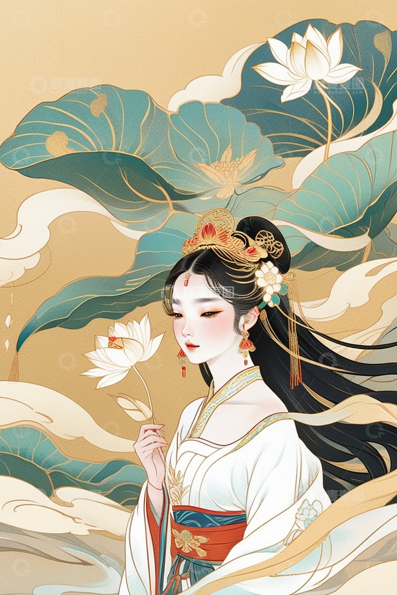 高清大图下载【趣麦麦图】国潮水墨美女人物43