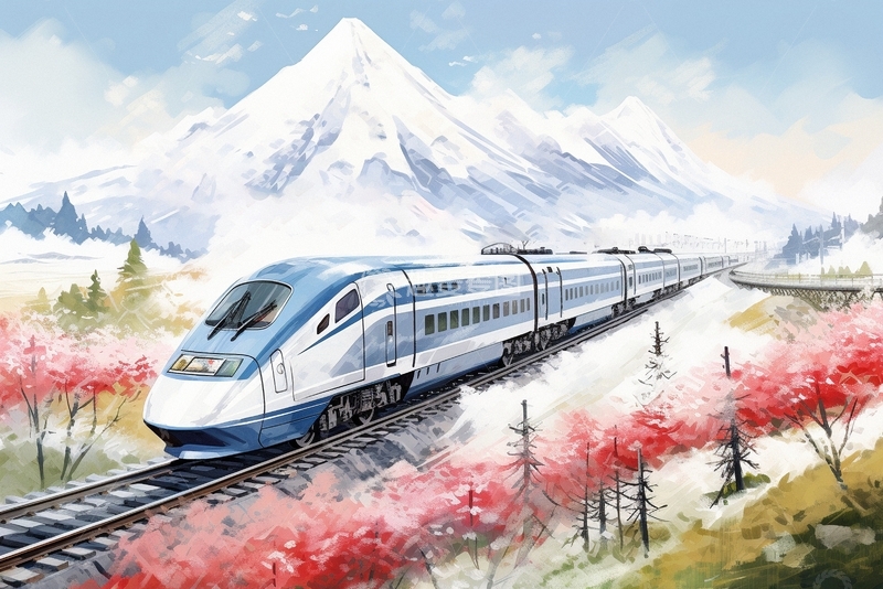 高清大图下载【趣麦麦图】国潮插画火车