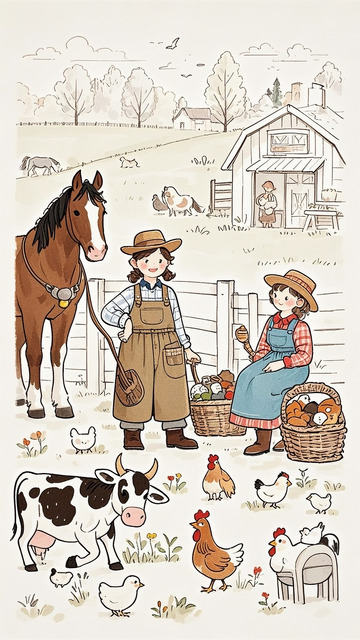 马克笔儿童绘本农场插画7