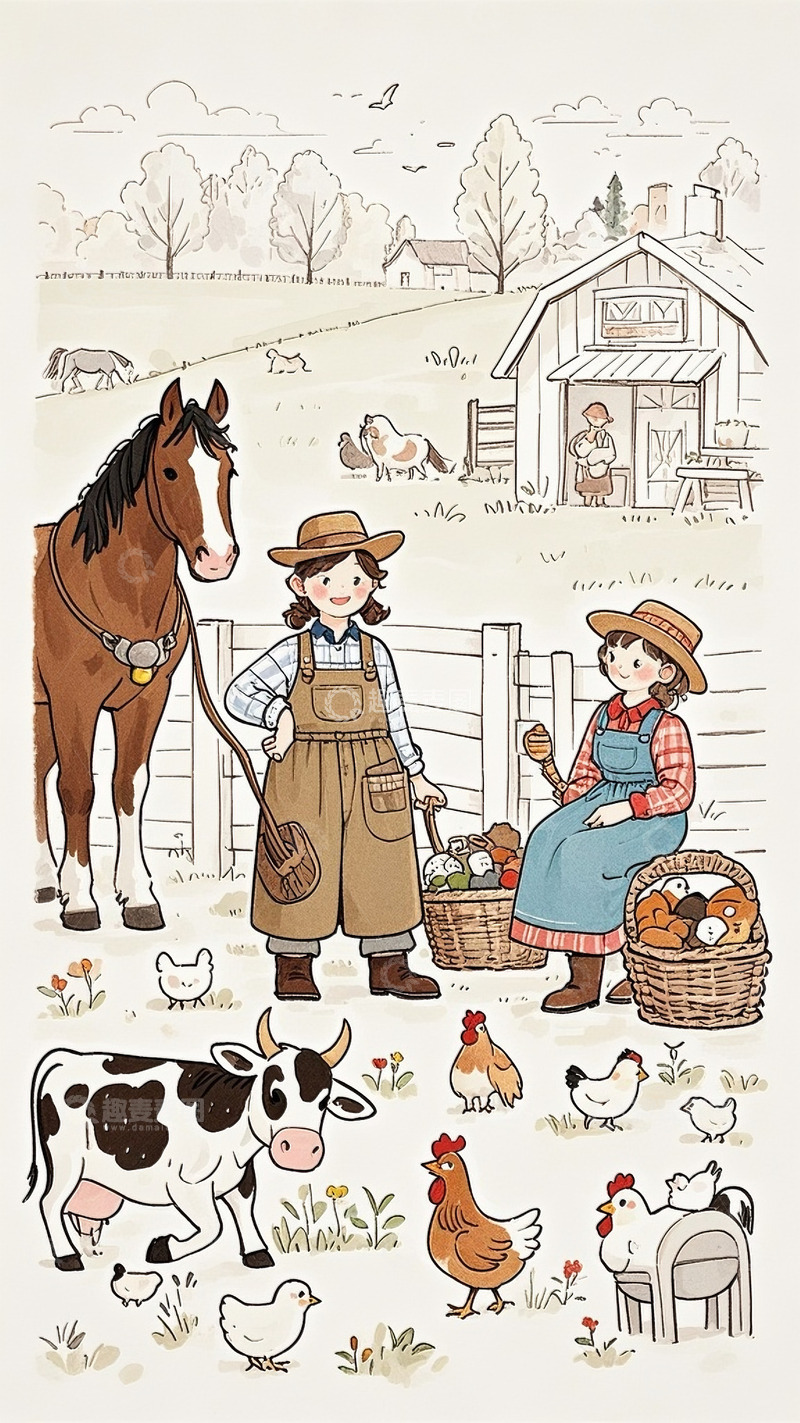 高清大图下载【趣麦麦图】马克笔儿童绘本农场插画7
