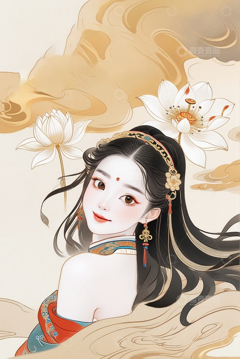 高清大图下载【趣麦麦图】国潮水墨美女人物42