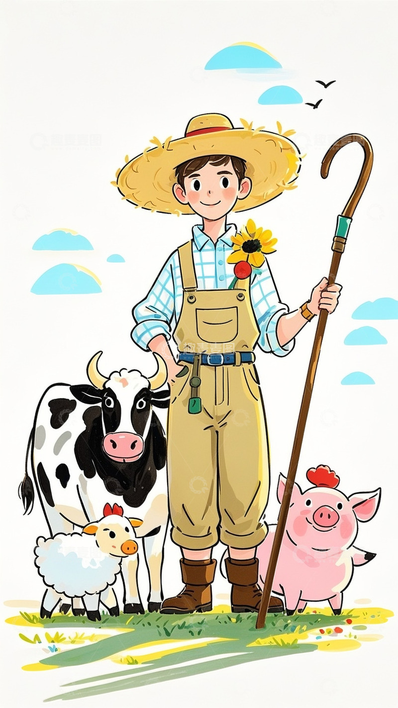 高清大图下载【趣麦麦图】马克笔儿童绘本农场插画9