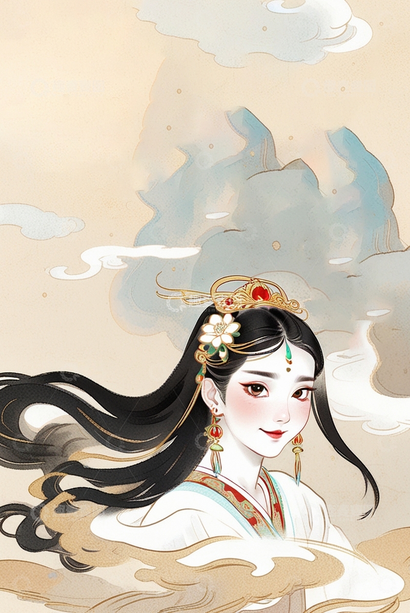 高清大图下载【趣麦麦图】国潮水墨美女人物44